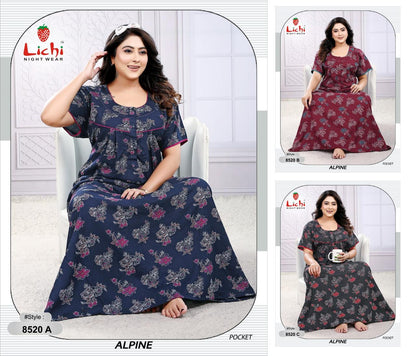 Style 8518-8523 Lichi Alpine Night Gowns Supplier Ahmedabad