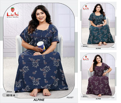Style 8518-8523 Lichi Alpine Night Gowns Supplier Ahmedabad