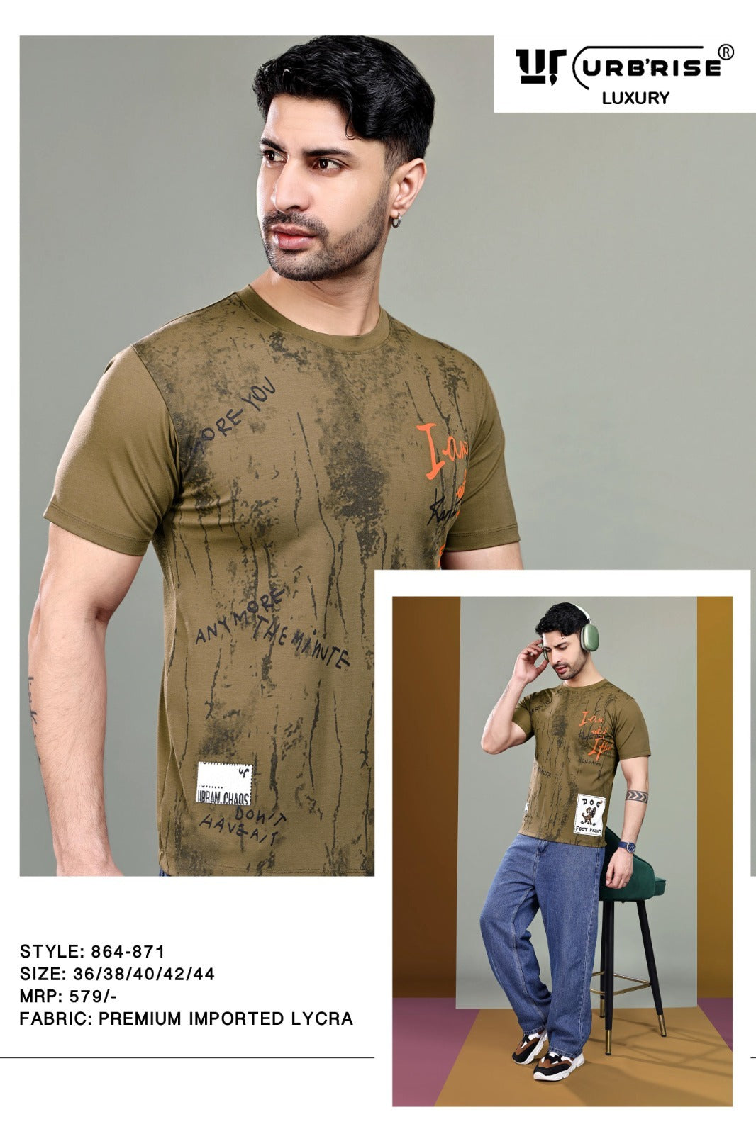 Style 864-871 Urbanrise Imported Lycra Mens Tshirts Manufacturer Ahmedabad