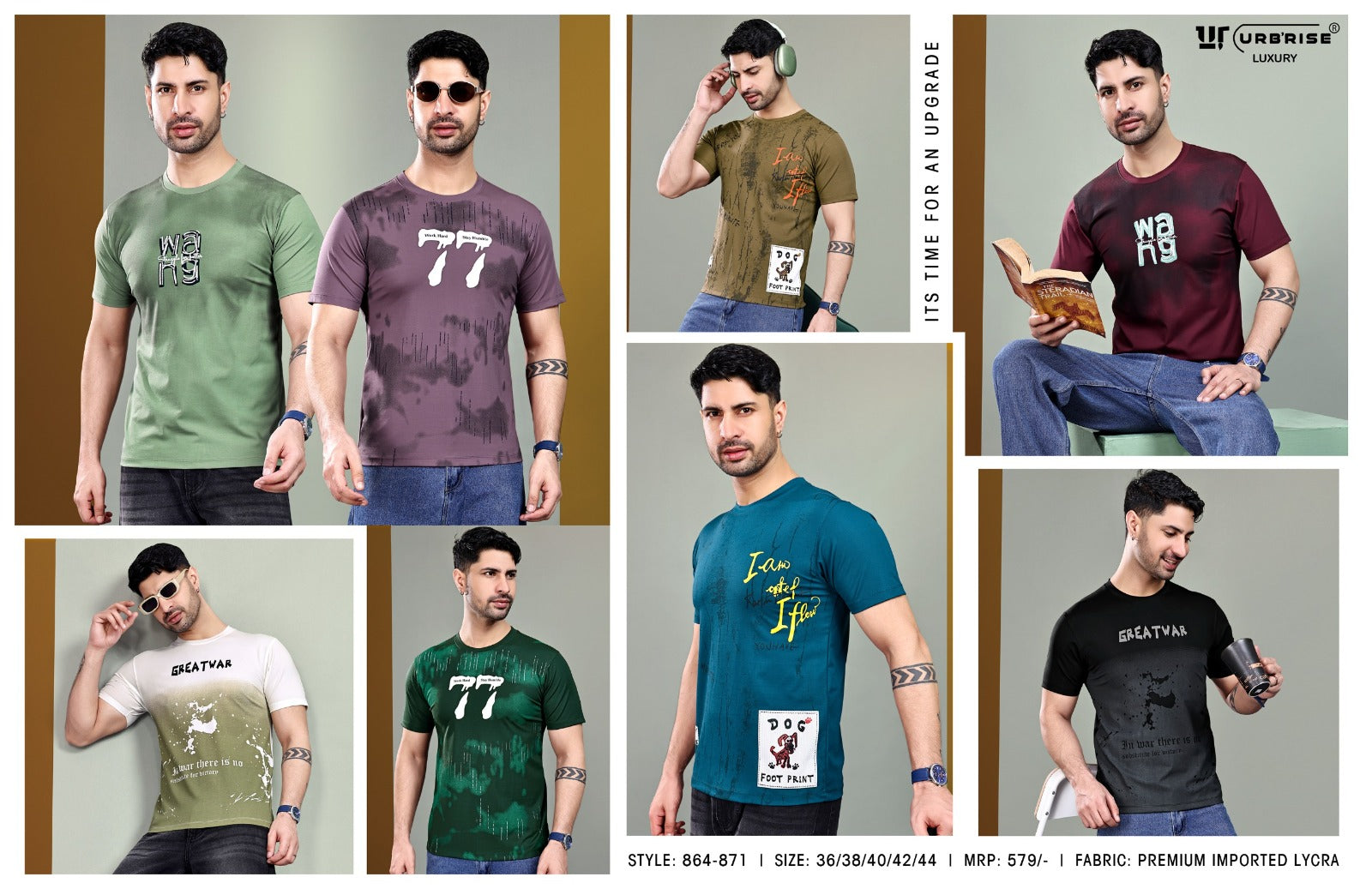 Style 864-871 Urbanrise Imported Lycra Mens Tshirts Manufacturer Ahmedabad