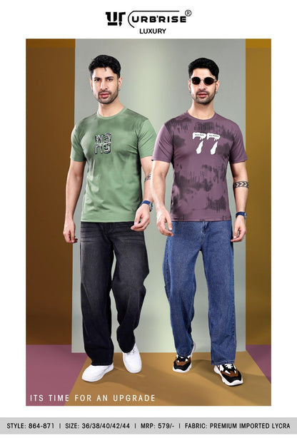 Style 864-871 Urbanrise Imported Lycra Mens Tshirts Manufacturer Ahmedabad