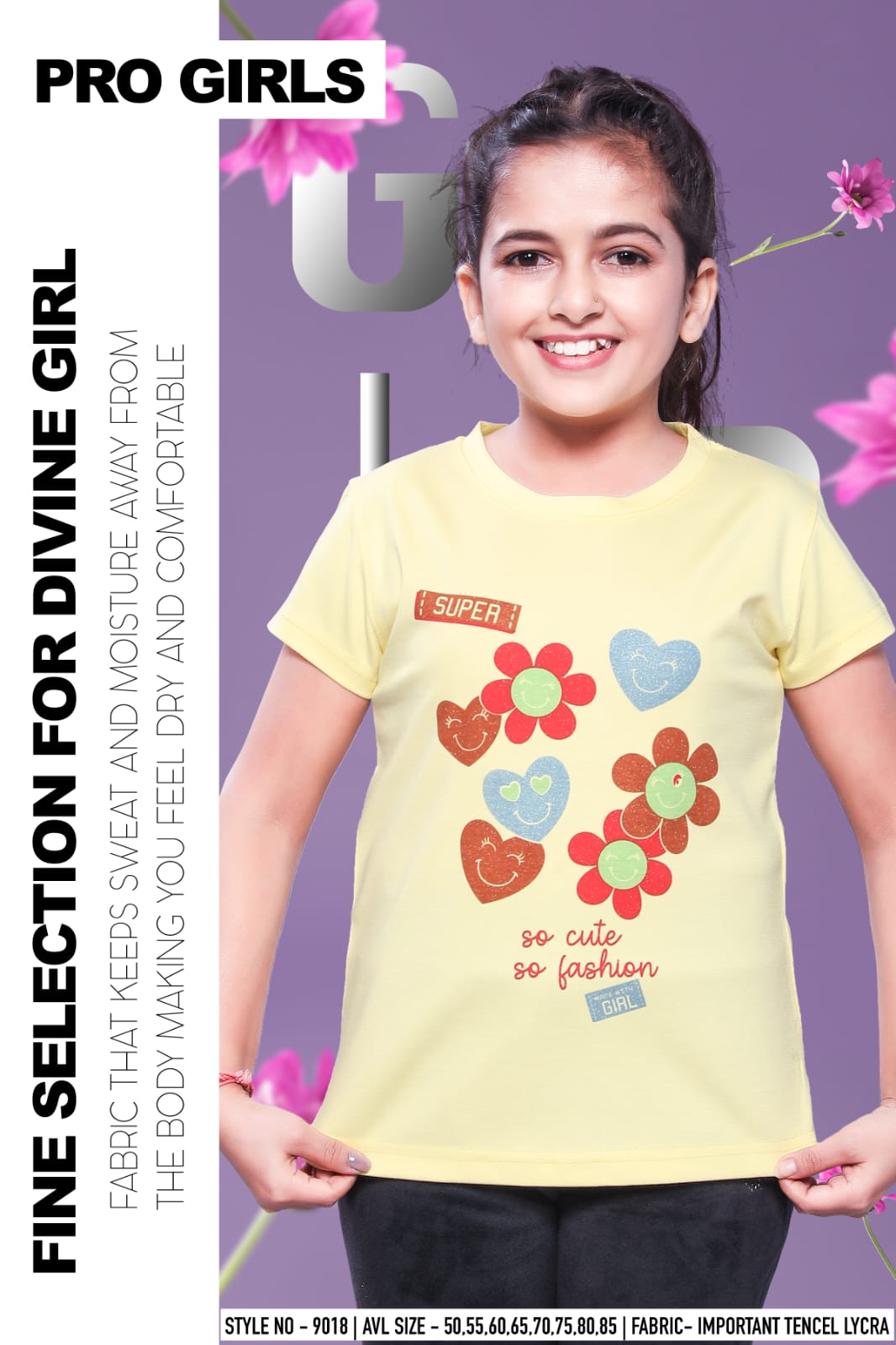 Style 9018 Pro Girls Tencil Lycra Girls Tshirt Supplier Ahmedabad
