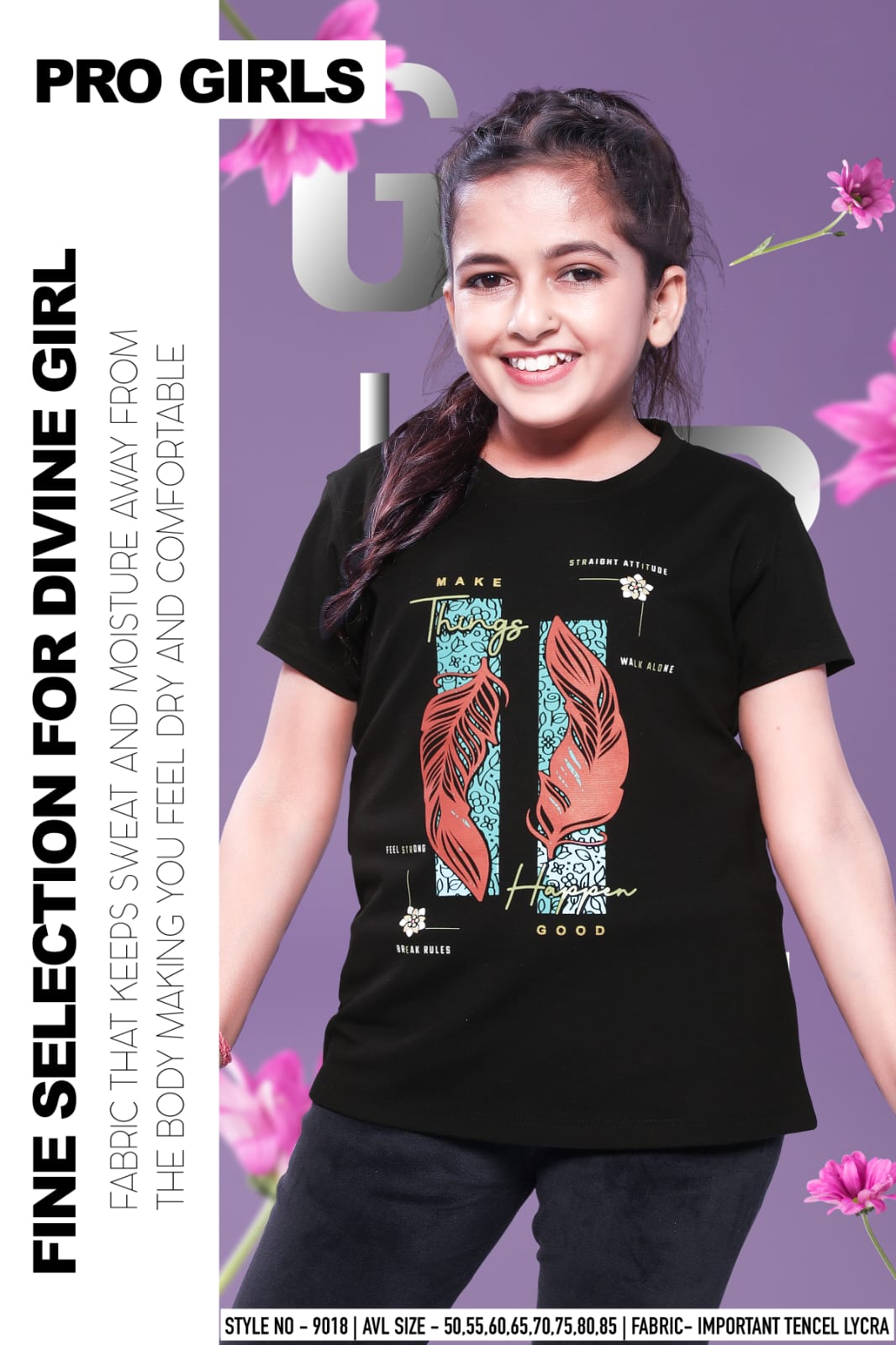 Style 9018 Pro Girls Tencil Lycra Girls Tshirt Supplier Ahmedabad