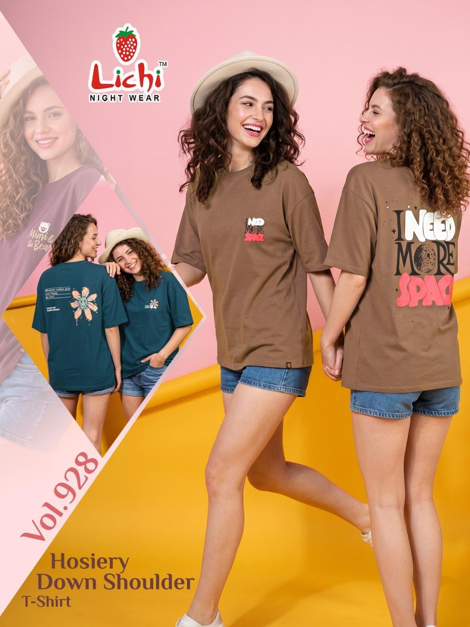 Style 928 Down Shoulder Lichi Hosiery Women Tshirt Supplier