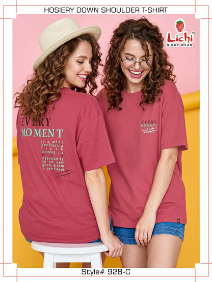 Style 928 Down Shoulder Lichi Hosiery Women Tshirt Supplier
