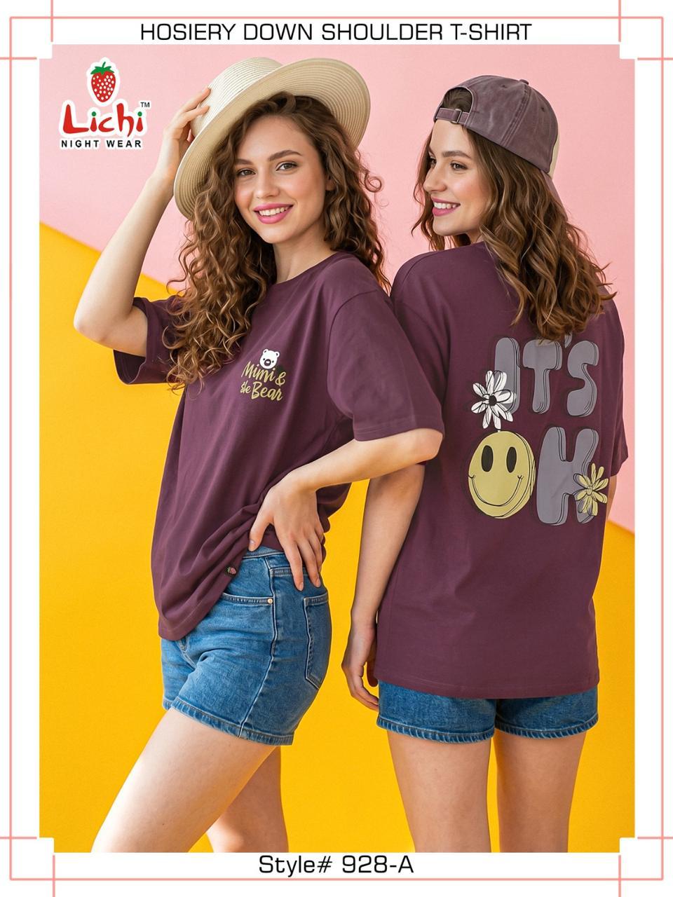 Style 928 Down Shoulder Lichi Hosiery Women Tshirt Supplier