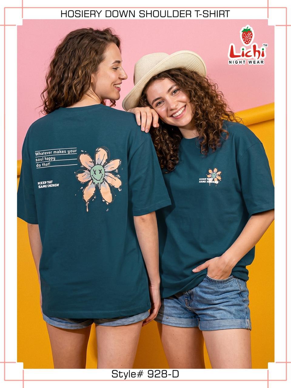 Style 928 Down Shoulder Lichi Hosiery Women Tshirt Supplier