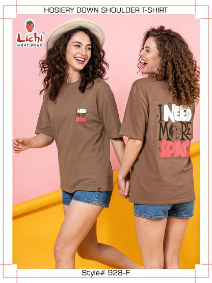 Style 928 Down Shoulder Lichi Hosiery Women Tshirt Supplier