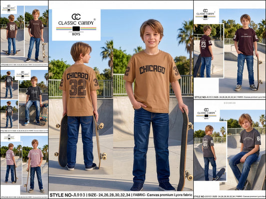Style A993 Classic Candy Imported Boys Tshirt Exporter Ahmedabad