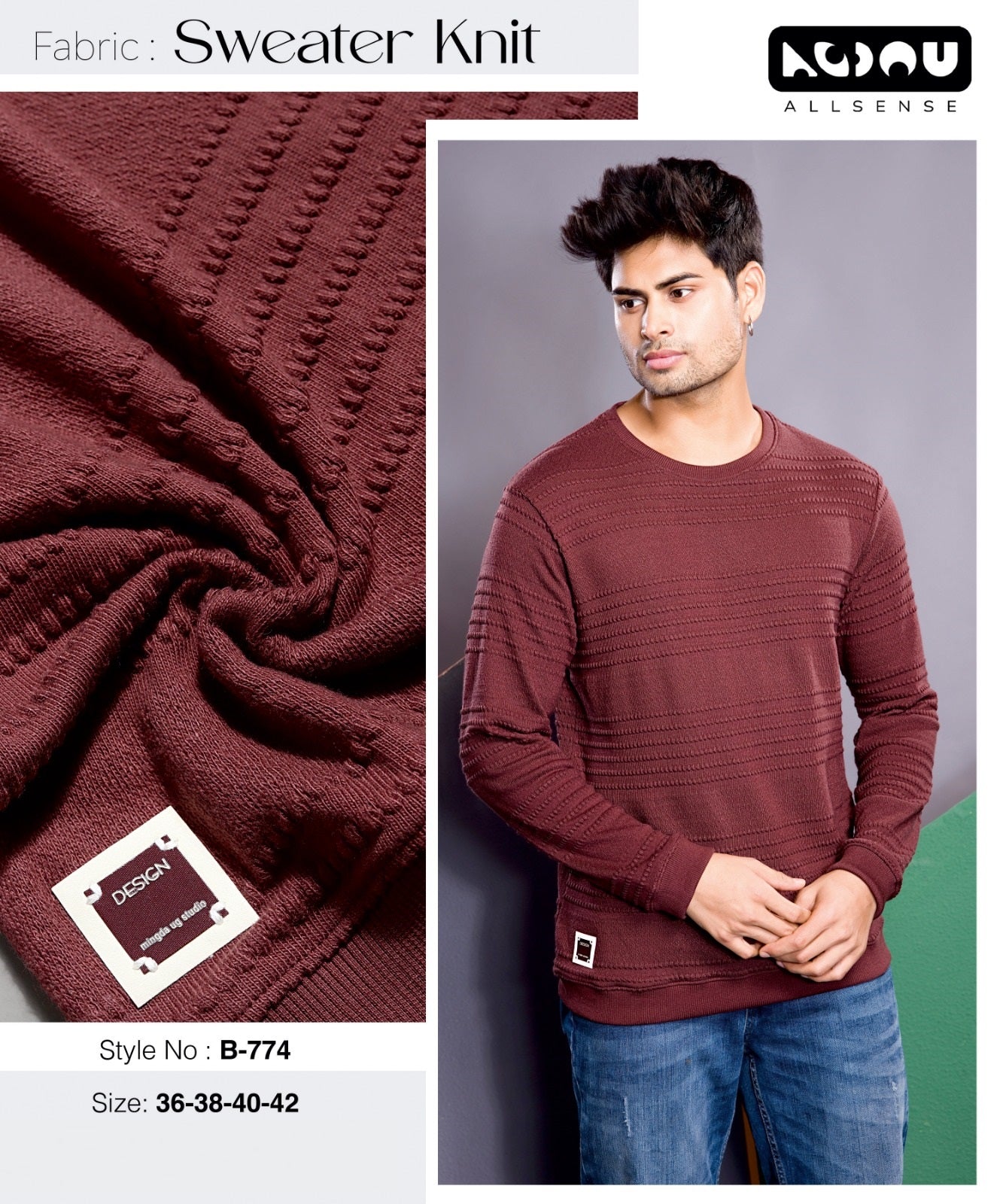Style B 774 Allsense Knit Mens Tshirts Wholesaler