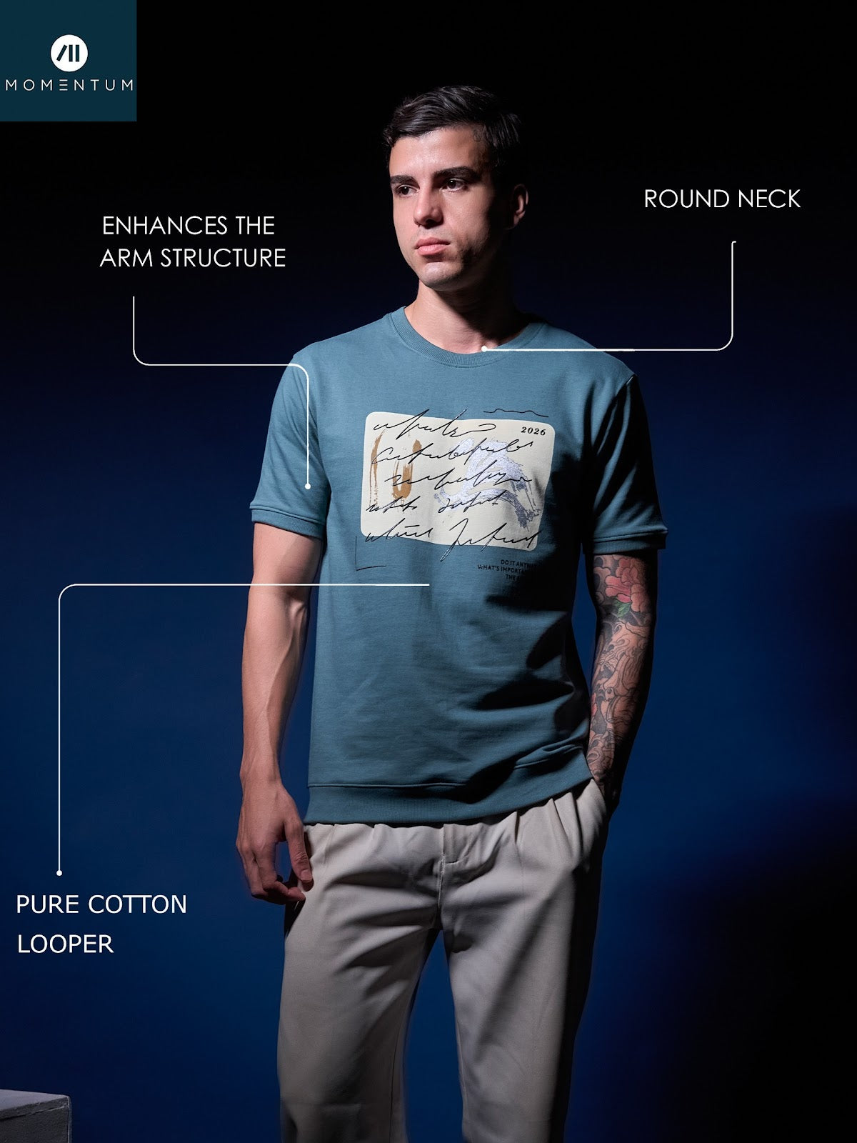 Style Code 237 Momentum Cotton Looper Mens Tshirts Wholesaler Gujarat