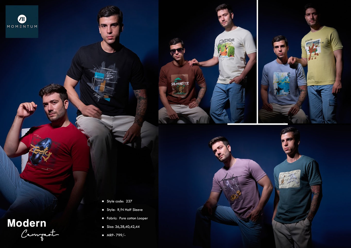 Style Code 237 Momentum Cotton Looper Mens Tshirts Wholesaler Gujarat
