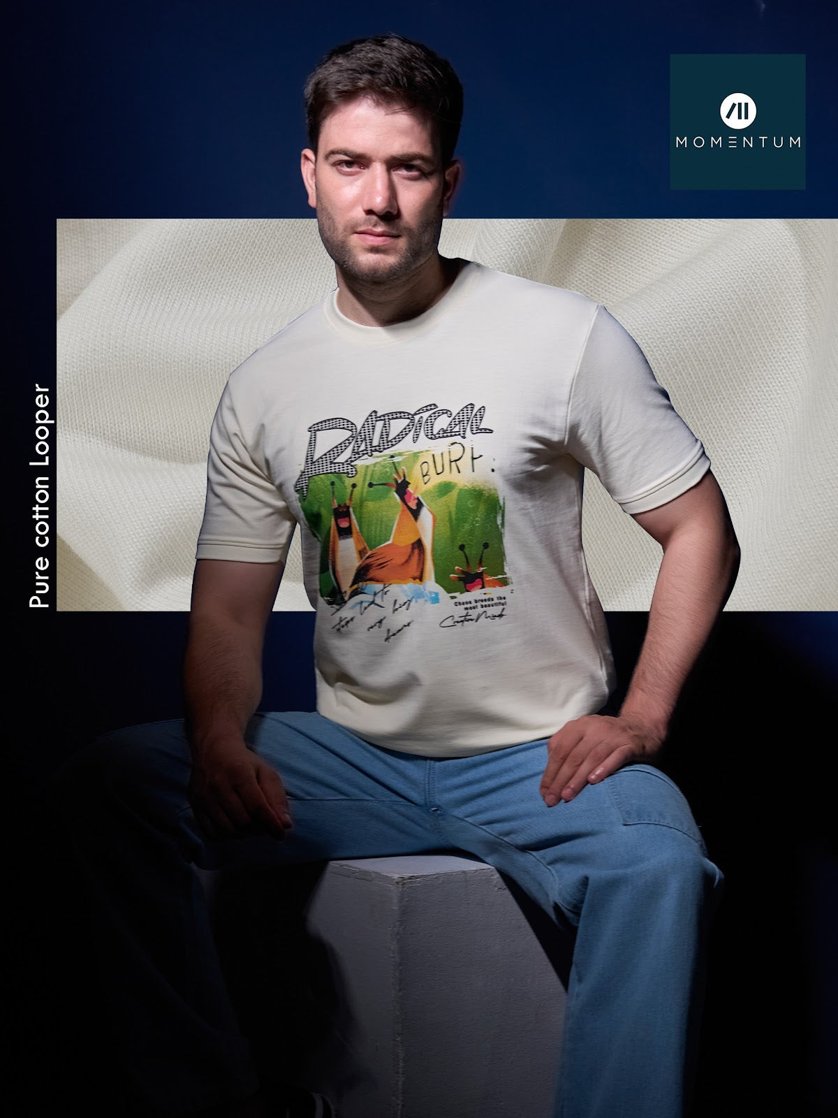 Style Code 237 Momentum Cotton Looper Mens Tshirts Wholesaler Gujarat