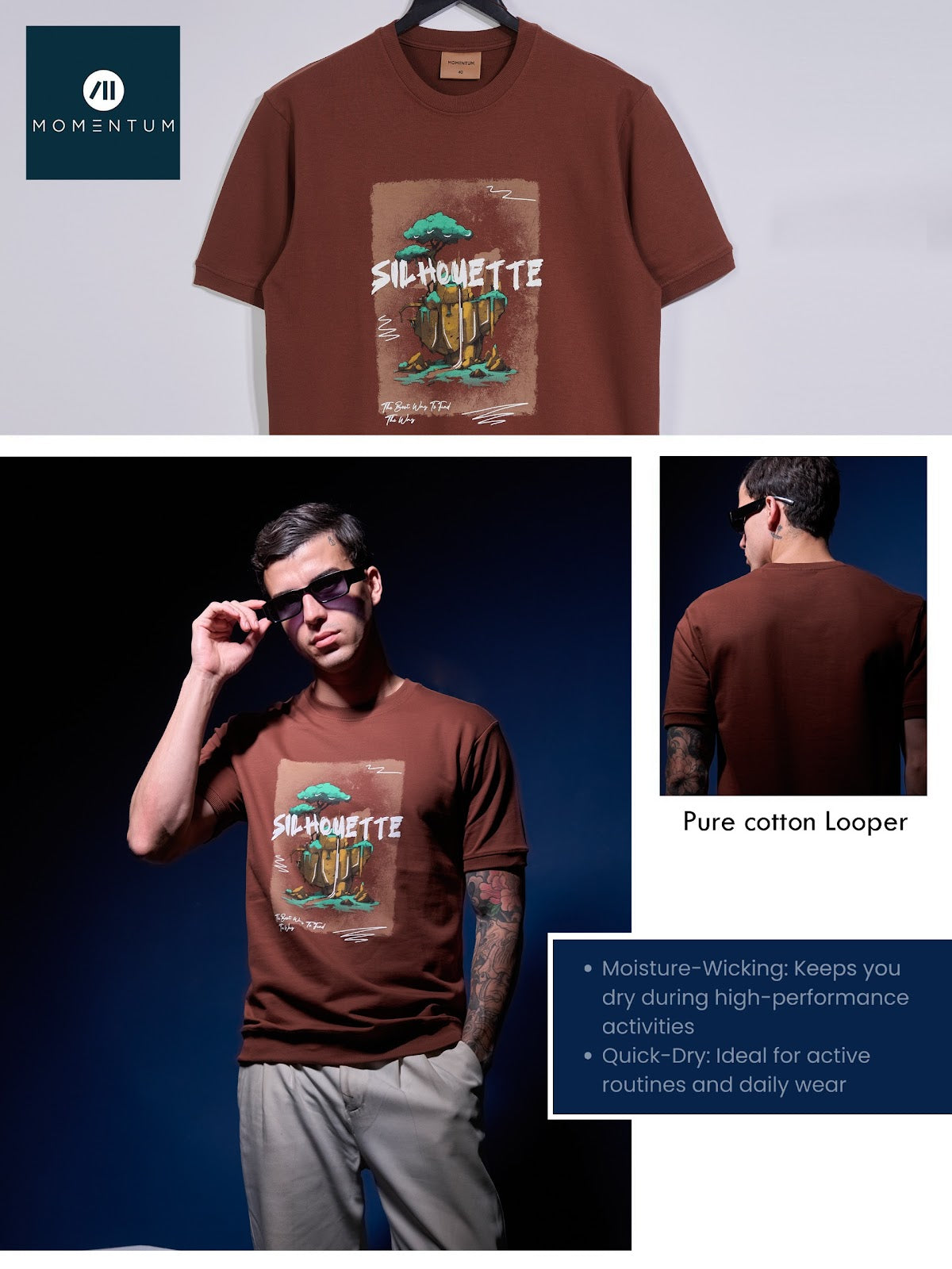 Style Code 237 Momentum Cotton Looper Mens Tshirts Wholesaler Gujarat