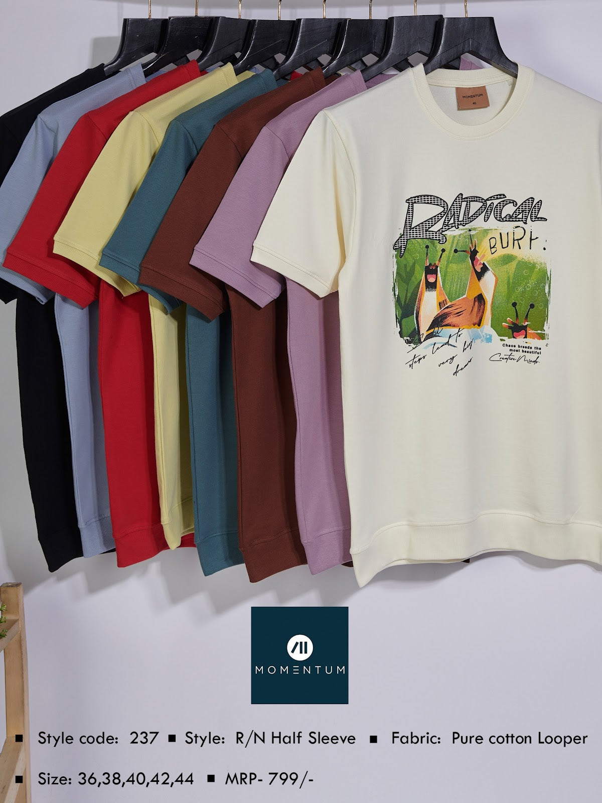 Style Code 237 Momentum Cotton Looper Mens Tshirts Wholesaler Gujarat