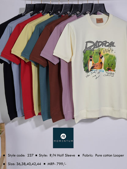 Style Code 237 Momentum Cotton Looper Mens Tshirts Wholesaler Gujarat