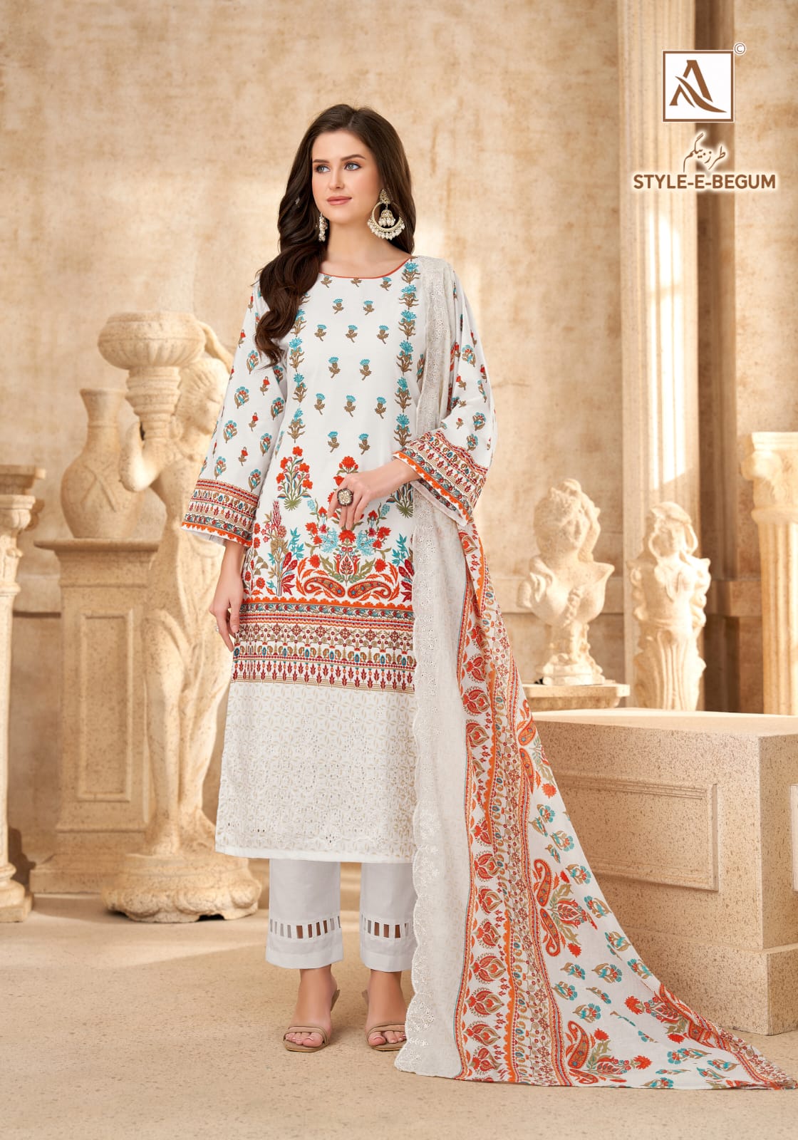 Style E Begum Alok Cambric Cotton Karachi Salwar Suits Wholesaler Ahmedabad