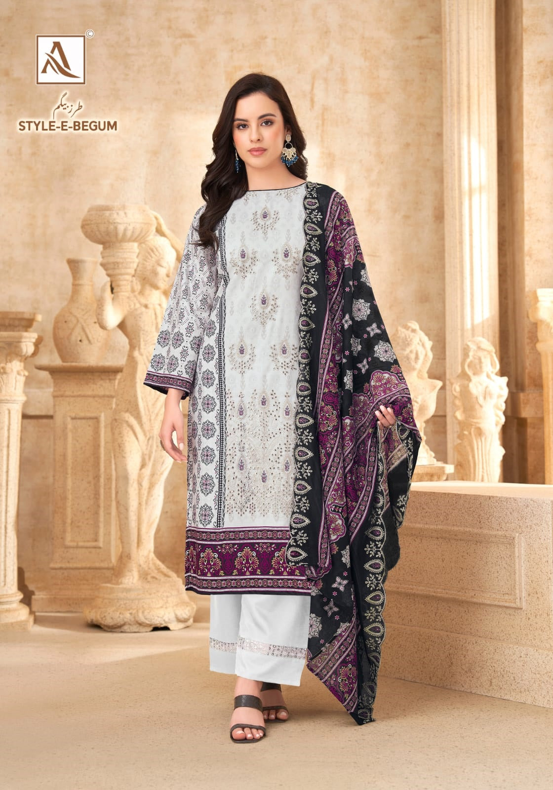 Style E Begum Alok Cambric Cotton Karachi Salwar Suits Wholesaler Ahmedabad