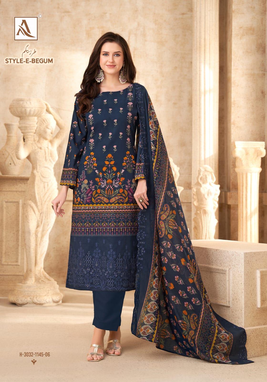 Style E Begum Alok Cambric Cotton Karachi Salwar Suits Wholesaler Ahmedabad