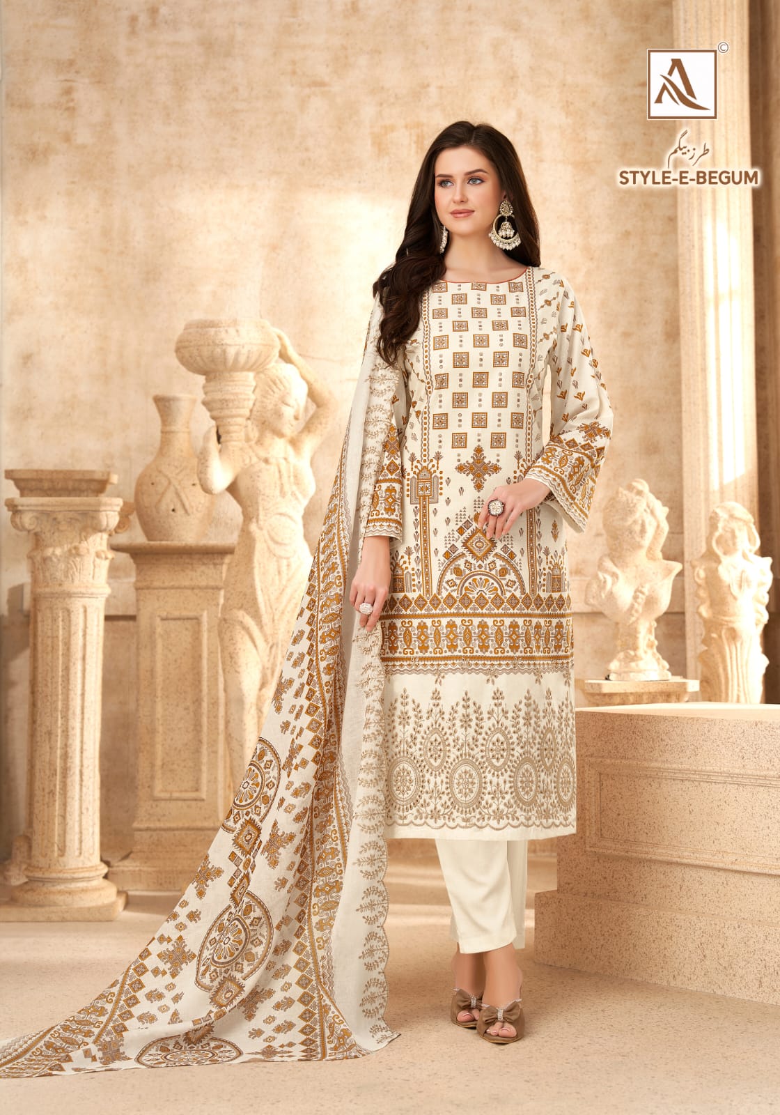 Style E Begum Alok Cambric Cotton Karachi Salwar Suits Wholesaler Ahmedabad