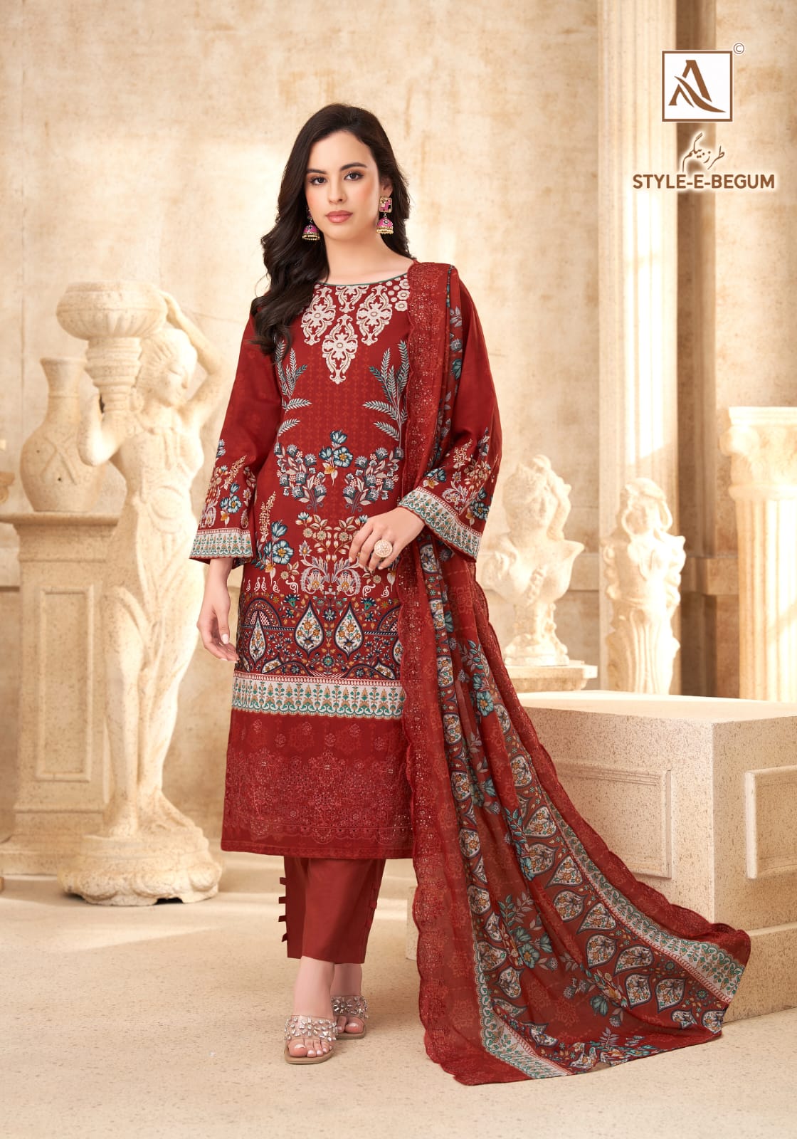 Style E Begum Alok Cambric Cotton Karachi Salwar Suits Wholesaler Ahmedabad