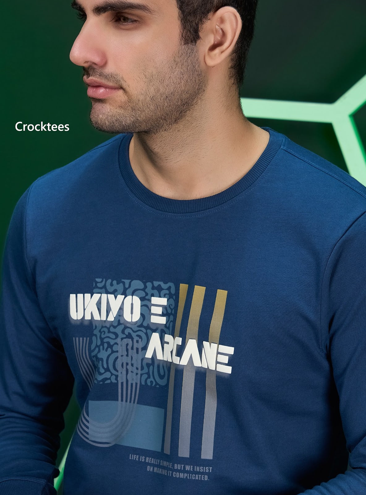 Style Jh 397 Full Sleeves Crocktees Cotton Looper Mens Tshirts Wholesaler Gujarat