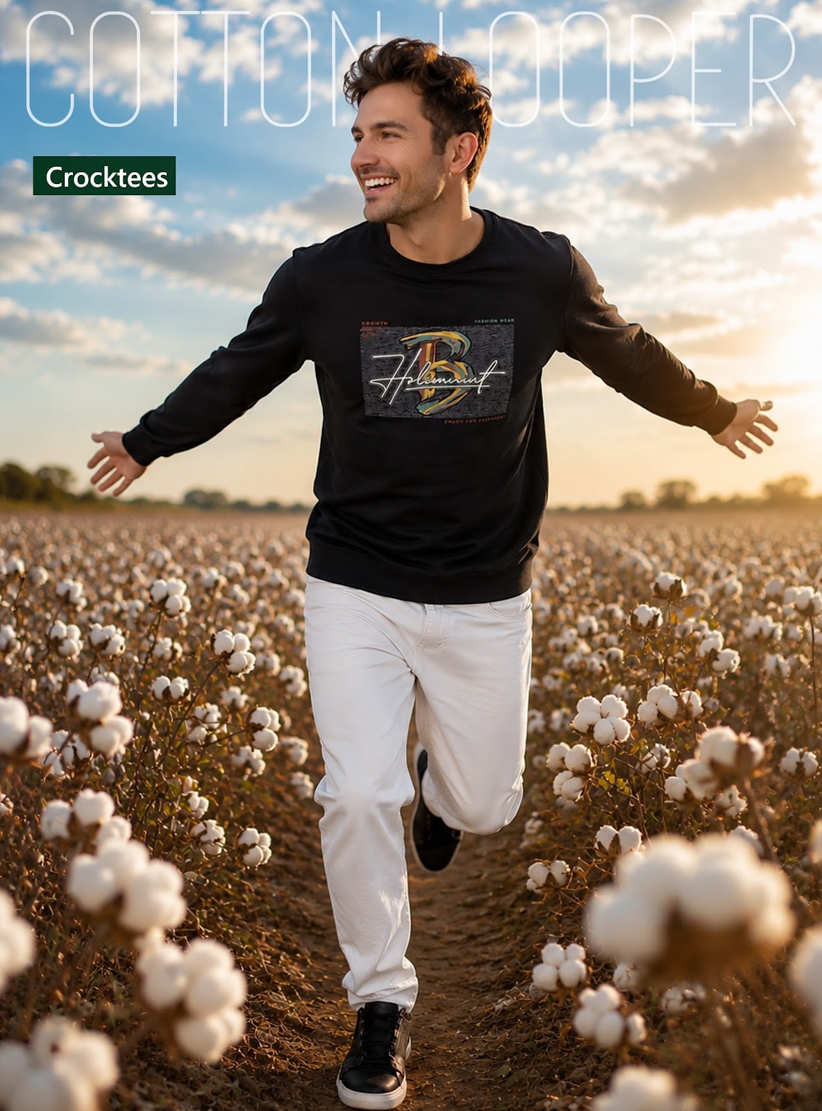 Style Jh 397 Full Sleeves Crocktees Cotton Looper Mens Tshirts Wholesaler Gujarat