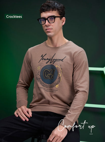 Style Jh 397 Full Sleeves Crocktees Cotton Looper Mens Tshirts Wholesaler Gujarat