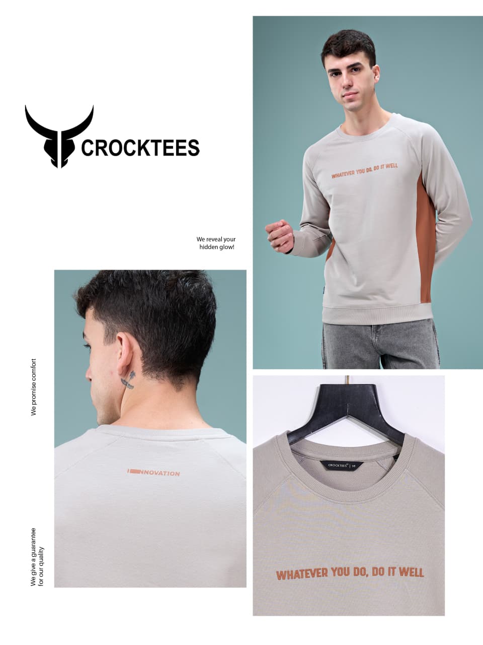 Style Jh 588 Cut And Sew Crocktees Cotton Looper Mens Tshirts Wholesale Rate