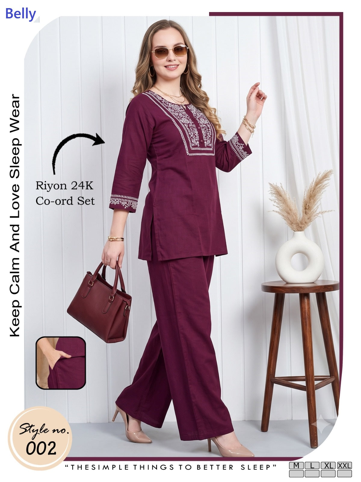 Style No 001-006 Belly Rayon 24Kg Co Ord Set Wholesale Rate
