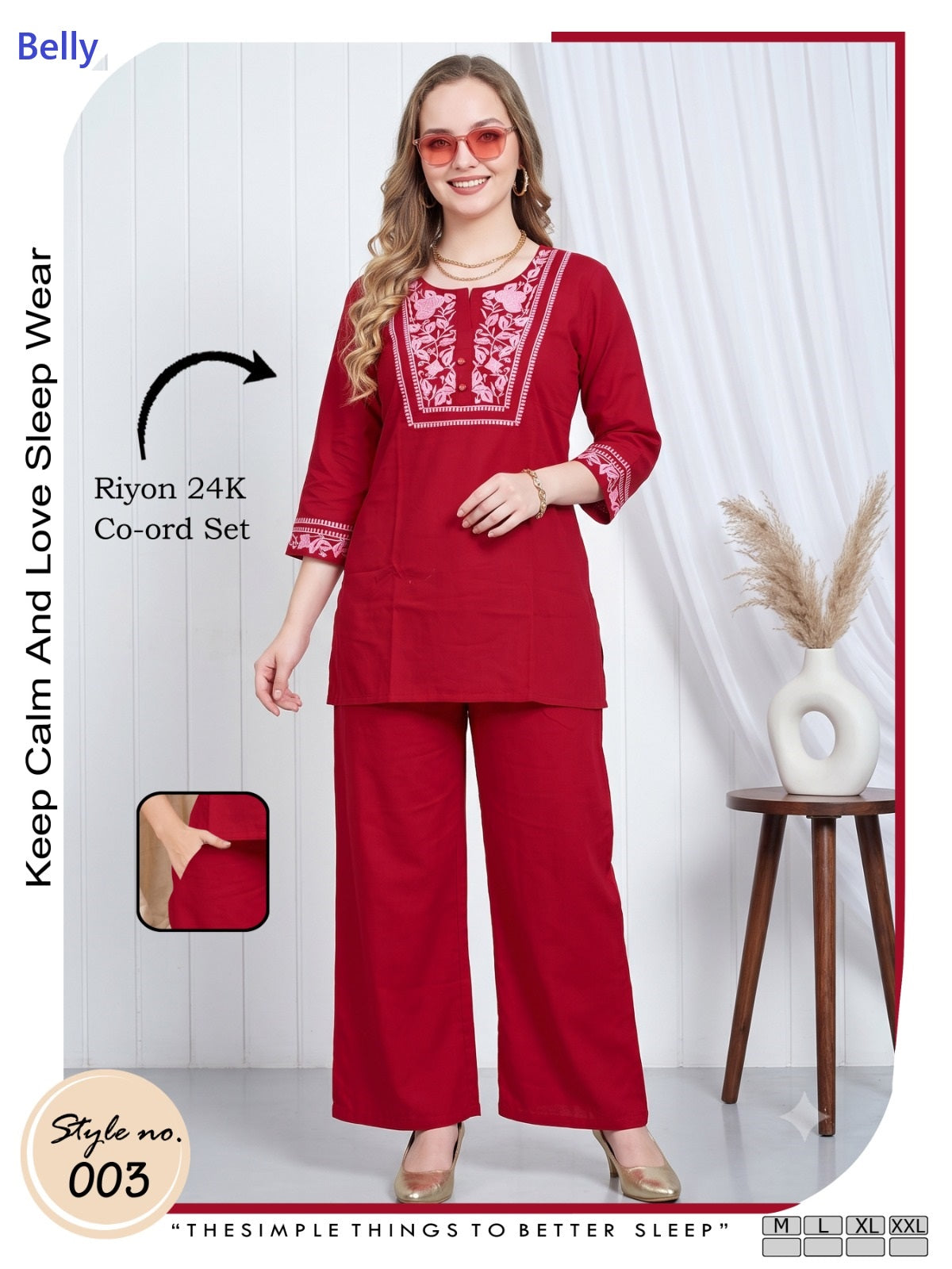 Style No 001-006 Belly Rayon 24Kg Co Ord Set Wholesale Rate