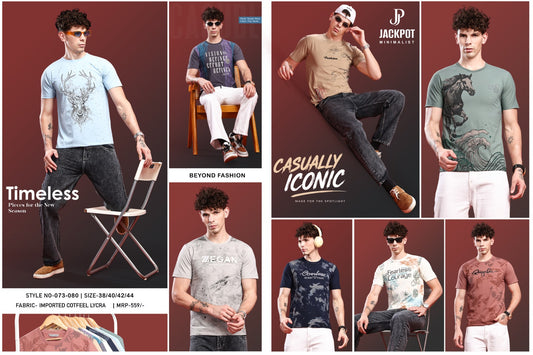 Style No 073-080 Hd Prints Jackpot Imported Mens Tshirts Wholesale Rate