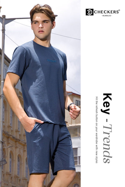 Style No 099-106 Checkers Knit Mens Co Ord Set Exporter India