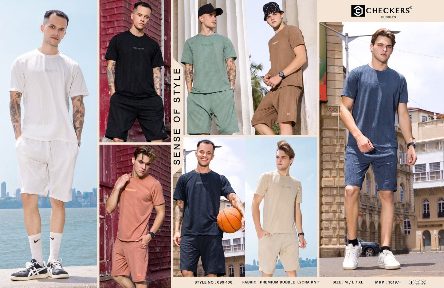 Style No 099-106 Checkers Knit Mens Co Ord Set Exporter India