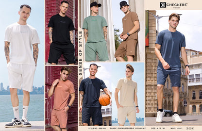 Style No 099-106 Checkers Knit Mens Co Ord Set Exporter India