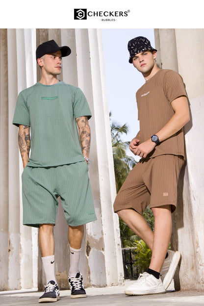 Style No 099-106 Checkers Knit Mens Co Ord Set Exporter India