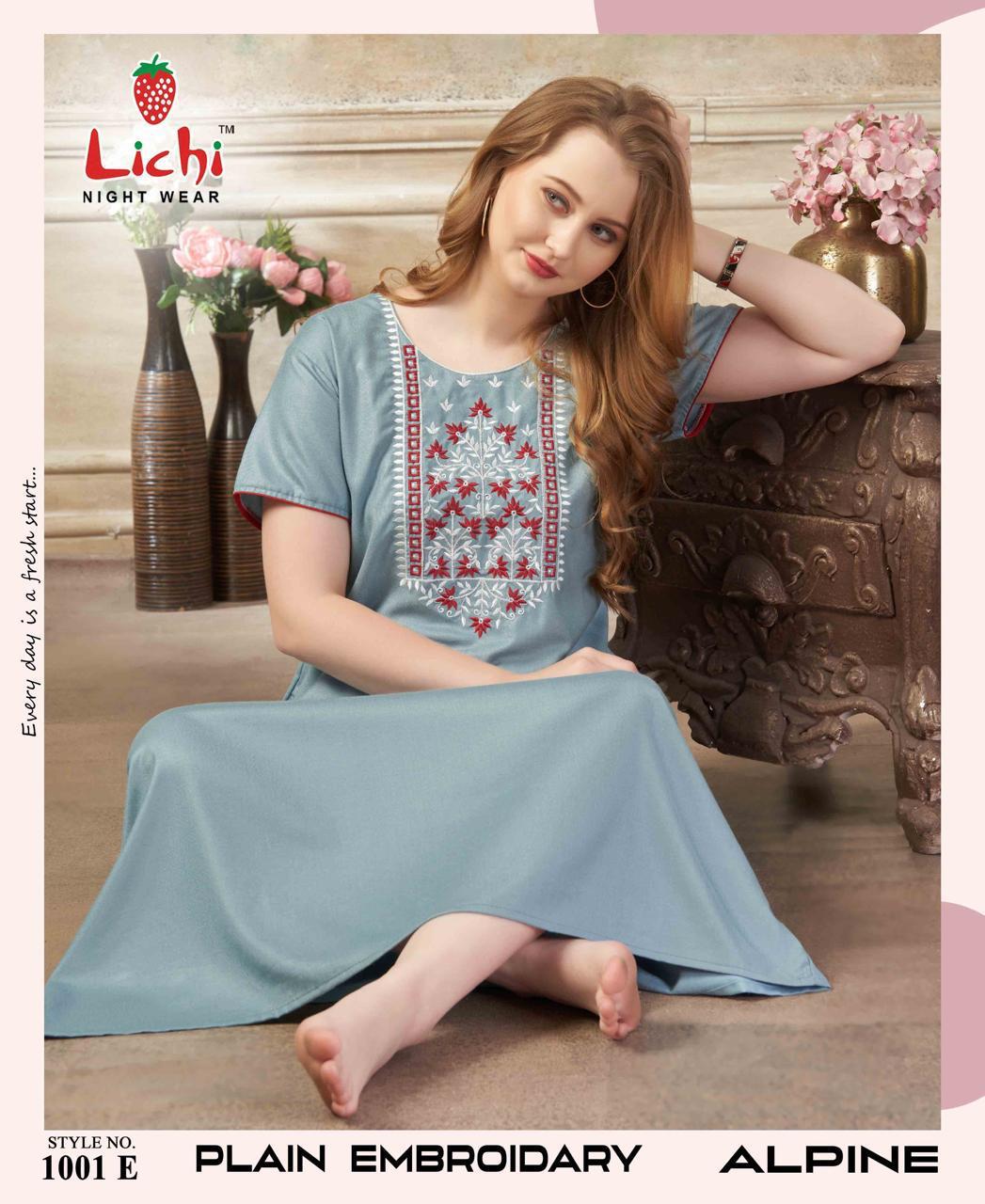 Style No 1001 Lichi Alpine Night Gowns Wholesaler