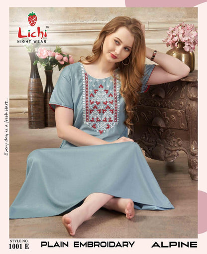 Style No 1001 Lichi Alpine Night Gowns Wholesaler