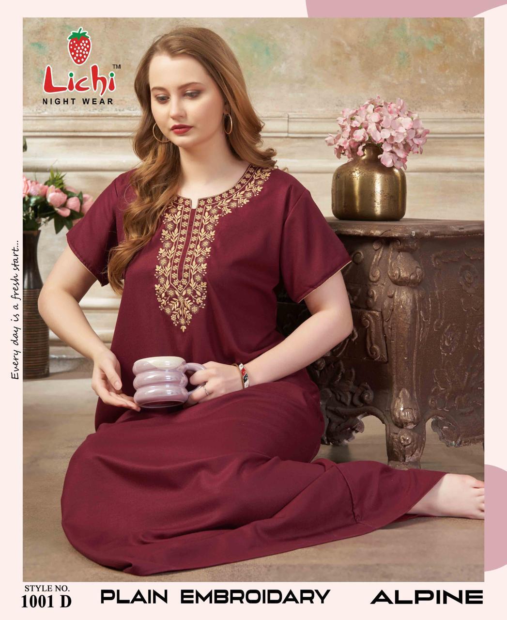 Style No 1001 Lichi Alpine Night Gowns Wholesaler
