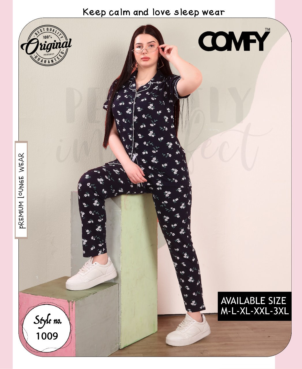 Style No 1009 Comfy Deecee Hosiery Collar Night Suits Supplier