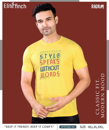 Style No 102 Elite Finch Biowash Mens Tshirts Supplier India