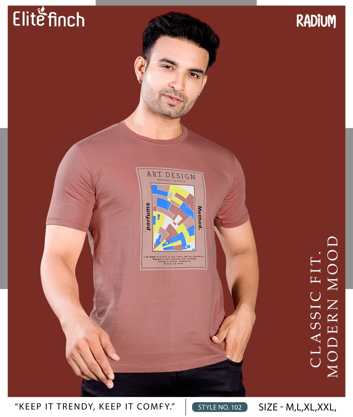 Style No 102 Elite Finch Biowash Mens Tshirts Supplier India