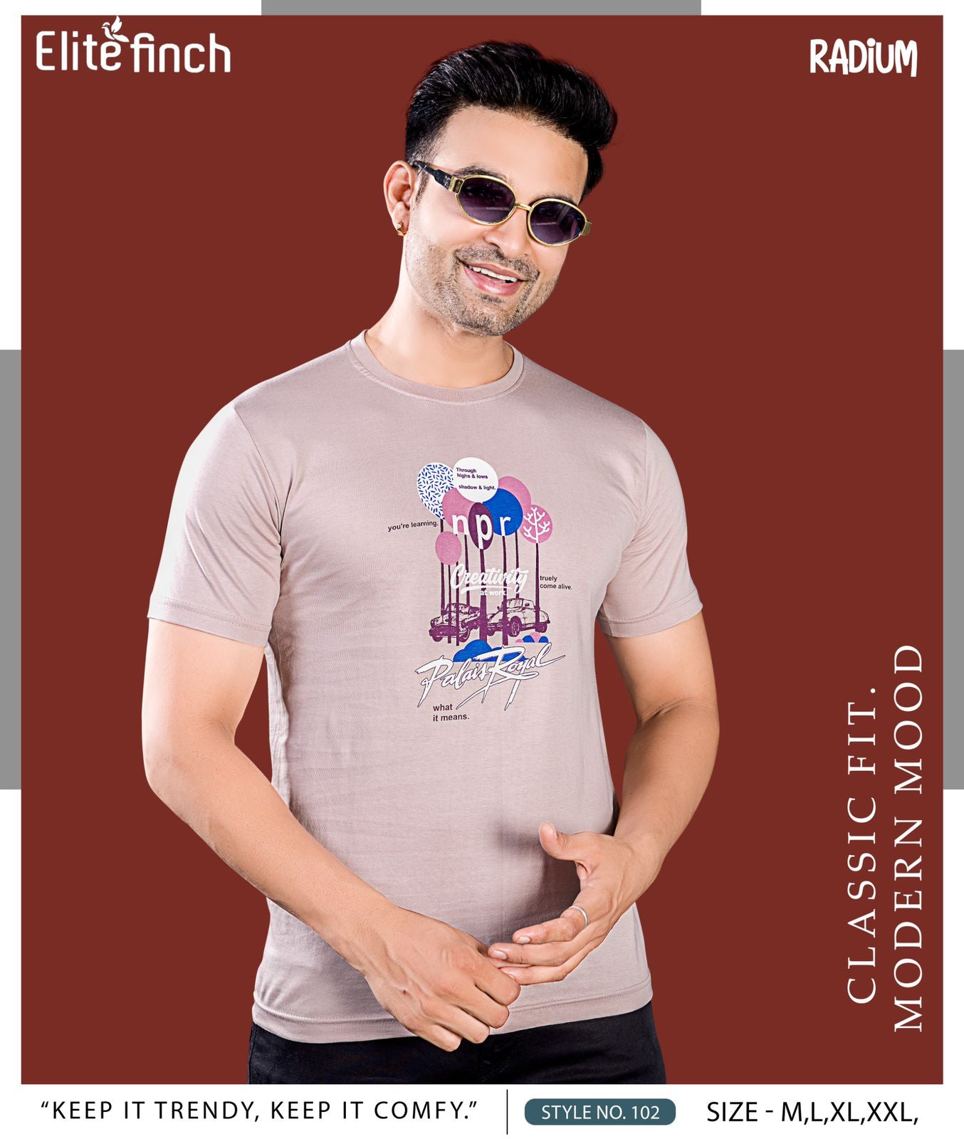 Style No 102 Elite Finch Biowash Mens Tshirts Supplier India