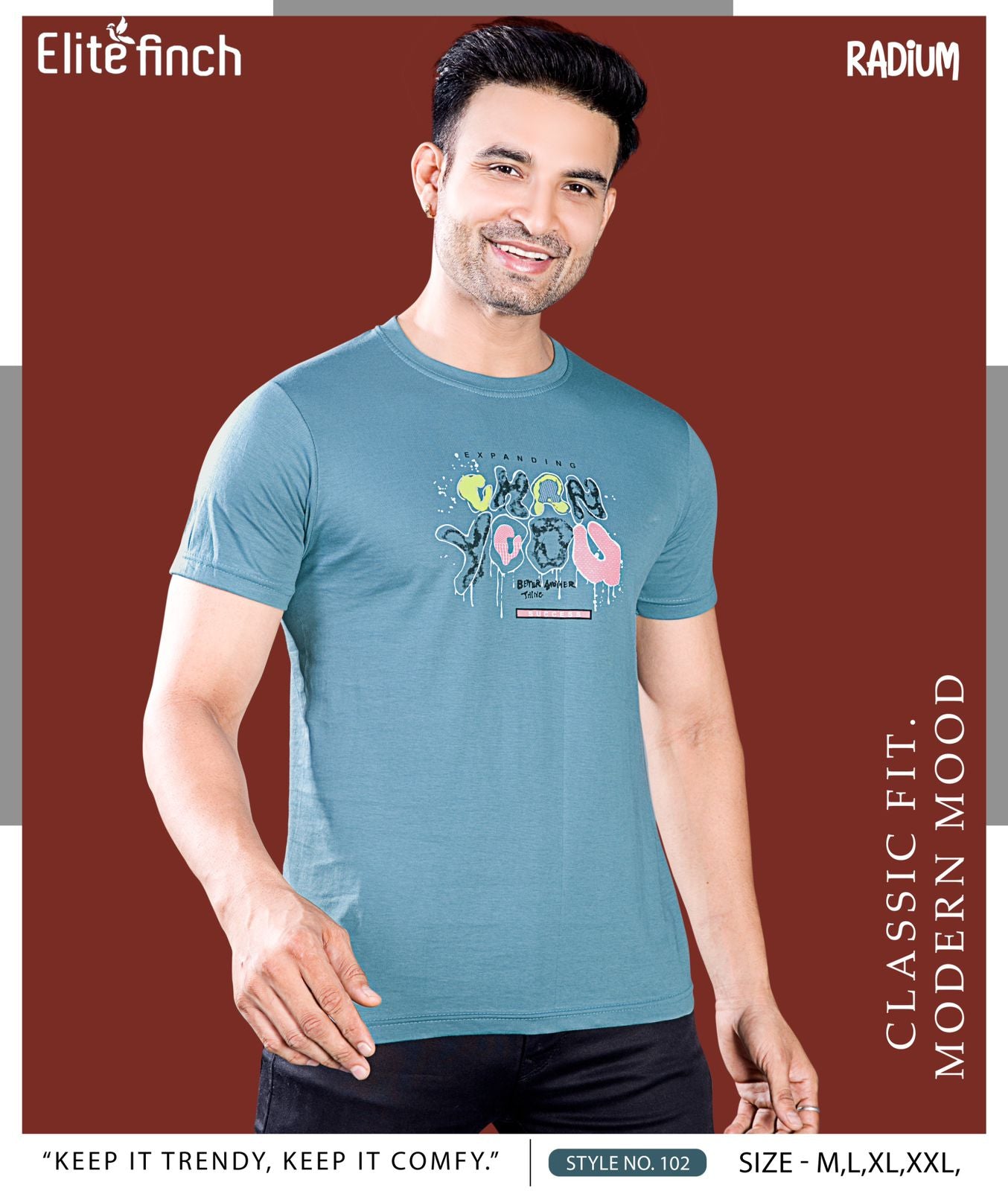 Style No 102 Elite Finch Biowash Mens Tshirts Supplier India