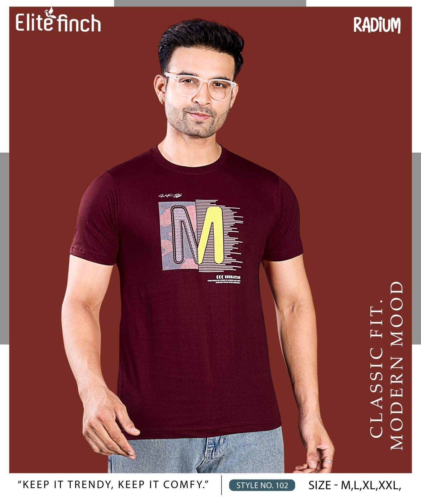 Style No 102 Elite Finch Biowash Mens Tshirts Supplier India