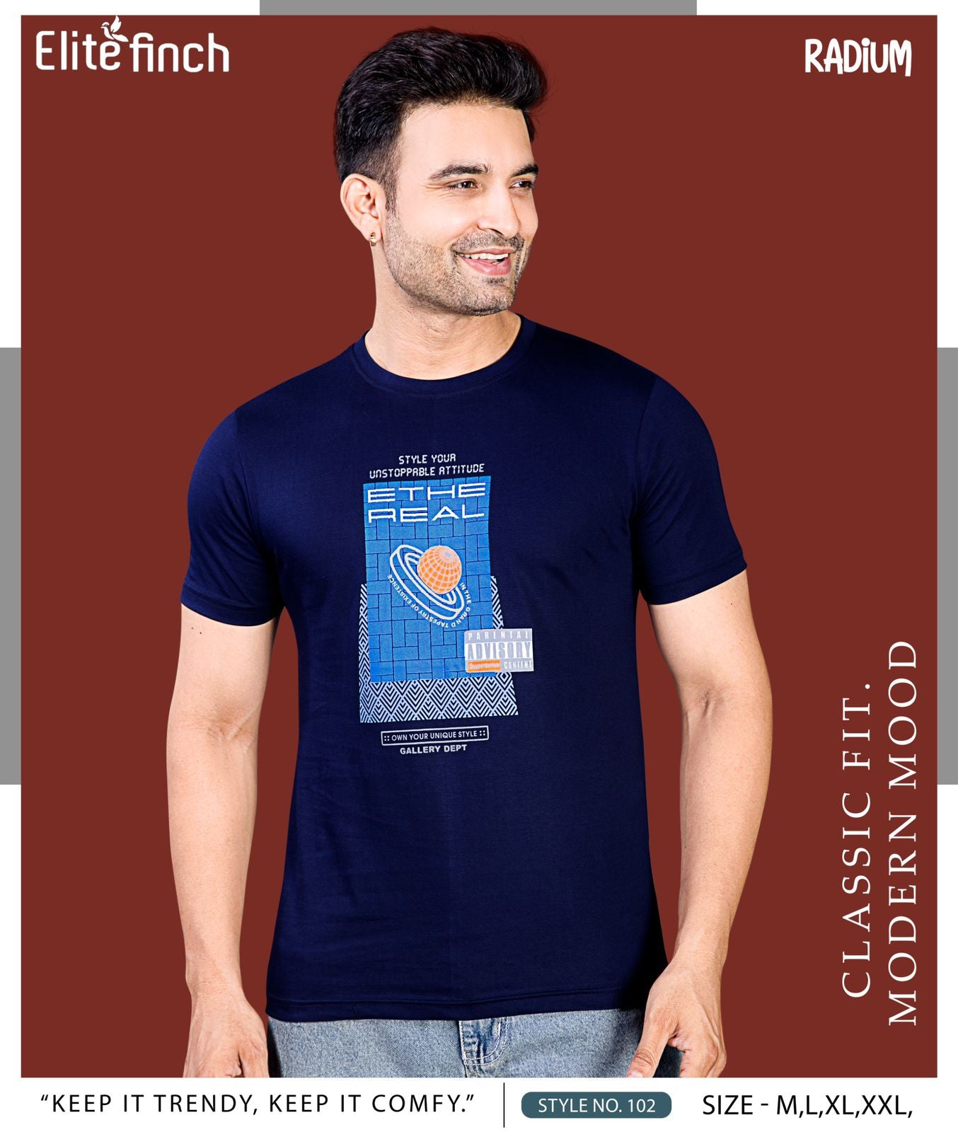Style No 102 Elite Finch Biowash Mens Tshirts Supplier India