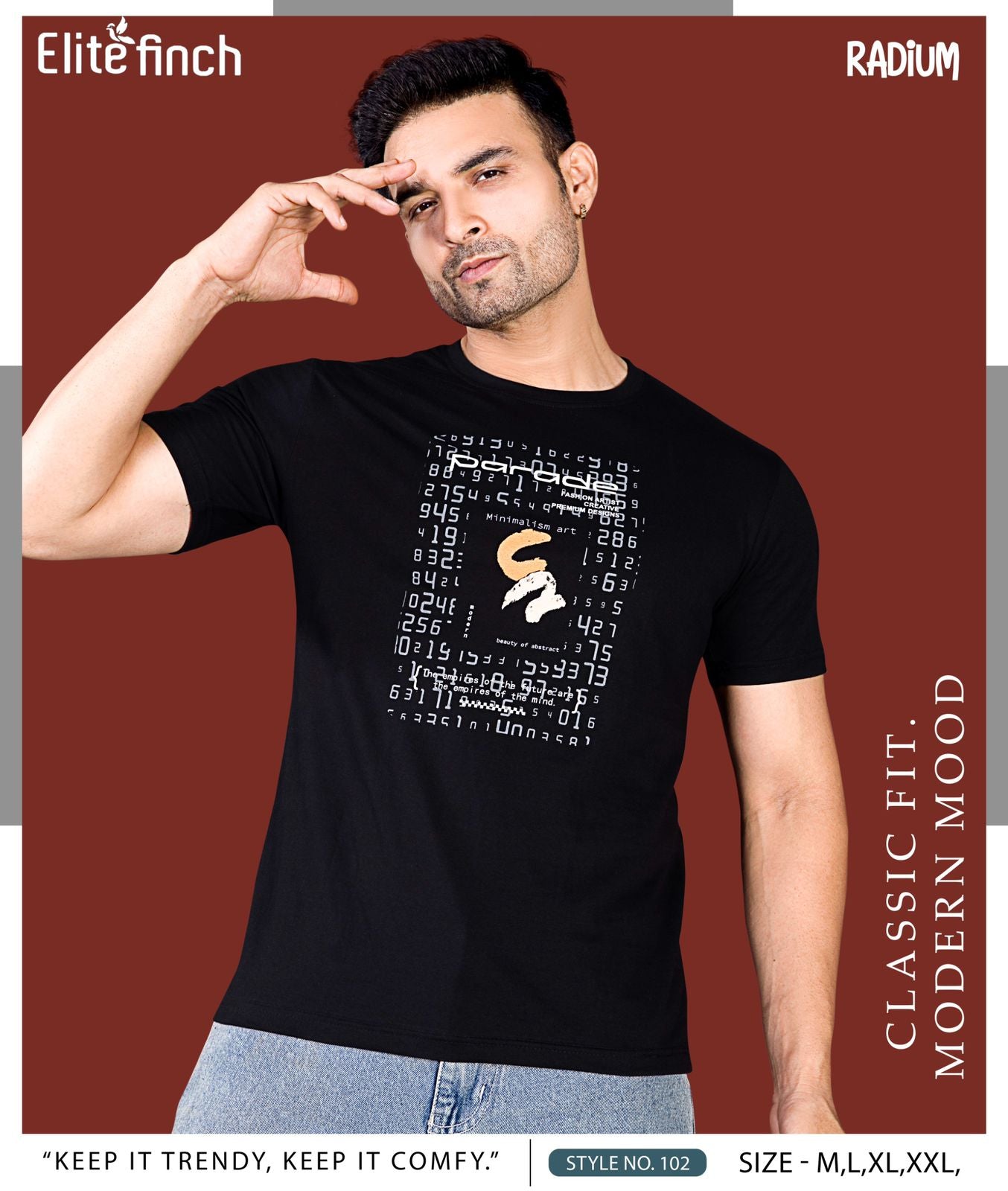 Style No 102 Elite Finch Biowash Mens Tshirts Supplier India