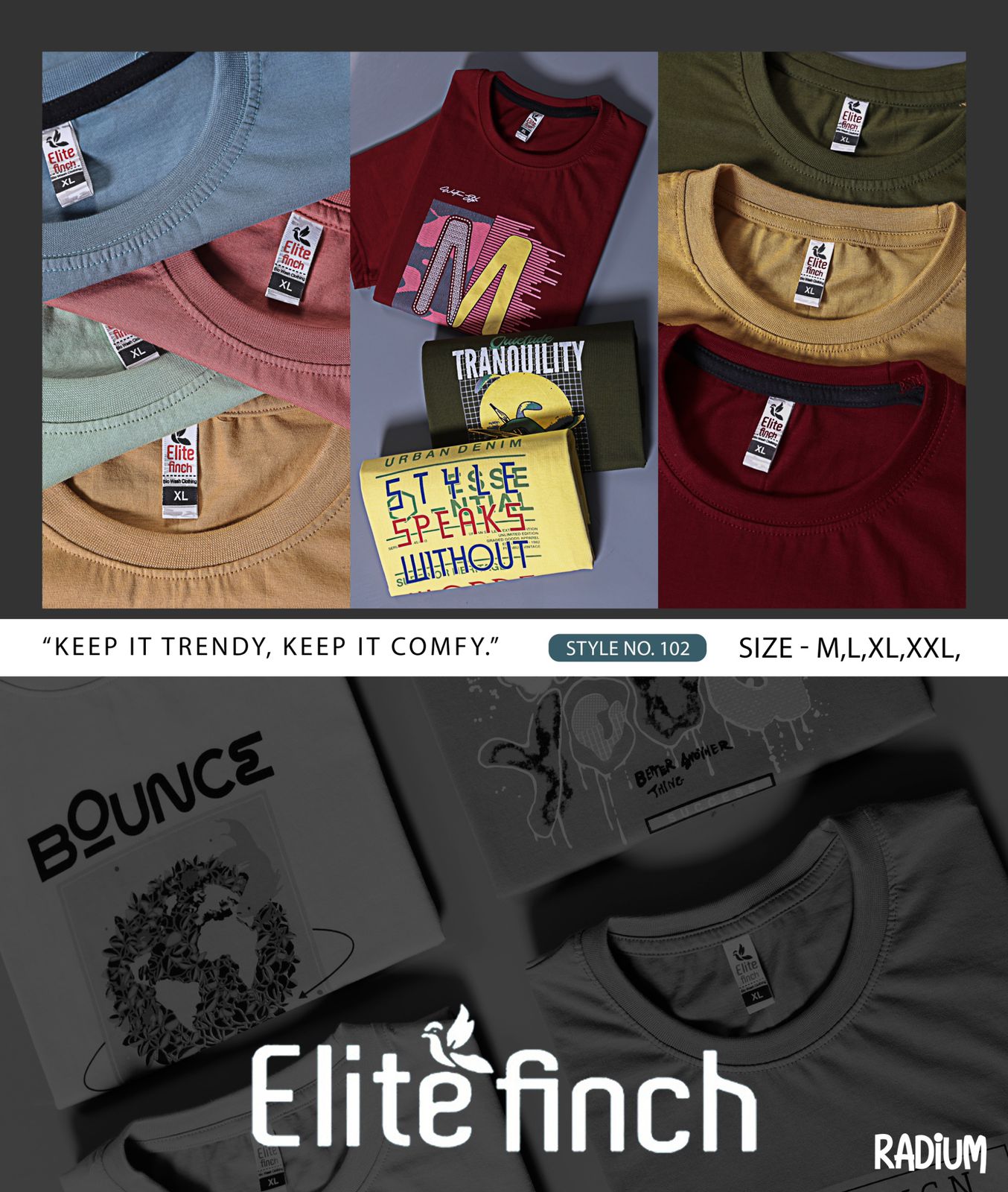 Style No 102 Elite Finch Biowash Mens Tshirts Supplier India