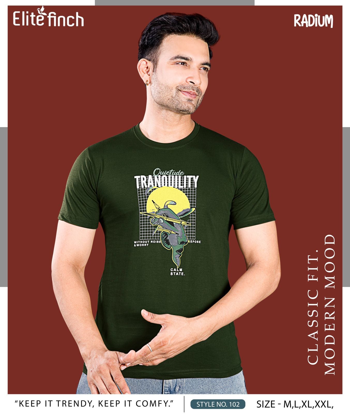 Style No 102 Elite Finch Biowash Mens Tshirts Supplier India