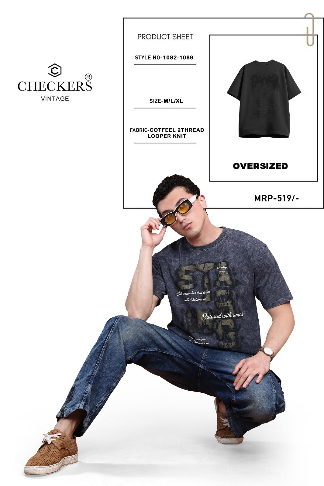 Style No 1082-1089 Checkers Looper Mens Tshirts Exporter India